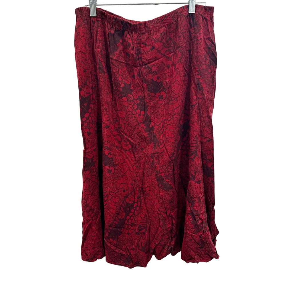Click by Color Me Cotton Red Floral Print Maxi Skirt Size XL